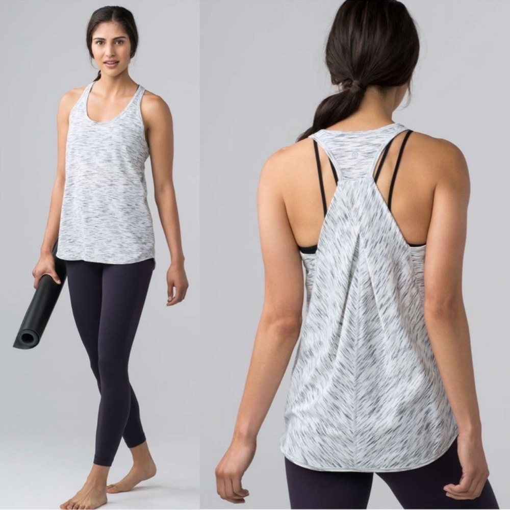 lululemon Essential Tank Tiger Space Dye Black White Women 6